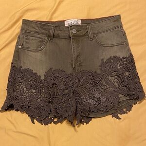 L&B Olive Jean Shorts with crochet Trim